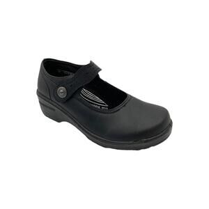 Easy Works Women's Letsee Platform Leather Mary Janes Black - Extra Wide